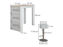 Conjunto de mesa de bar branco/sonoma 57x117x106 repose