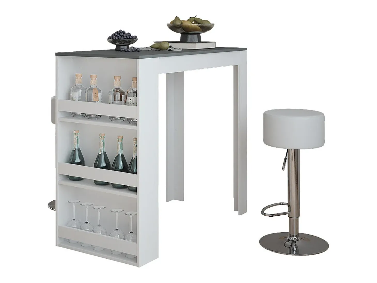 Conjunto de mesa de bar branco/antracite 57x117x106 repose