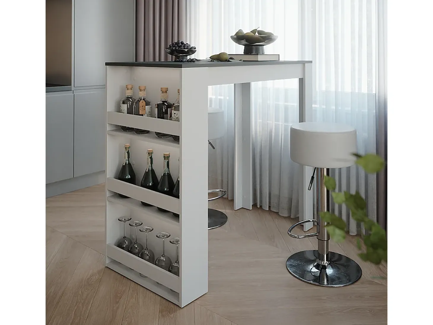 Conjunto de mesa de bar branco/antracite 57x117x106 repose