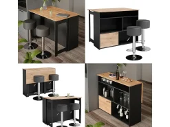 Conjunto de mesa de bar carvalho goldkraft/antracite 116x37x90.5 dominic