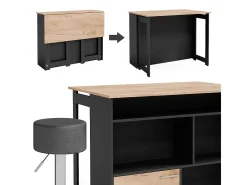 Conjunto de mesa de bar carvalho goldkraft/antracite 116x37x90.5 dominic