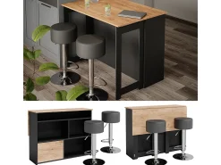 Conjunto de mesa de bar carvalho goldkraft/antracite 116x37x90.5 dominic