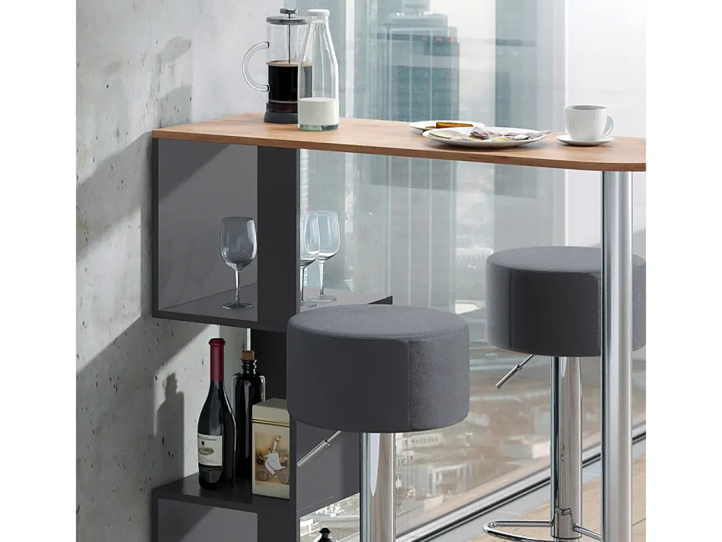 Conjunto de mesa de bar carvalho goldkraft 113x39.8x111.8 vincent