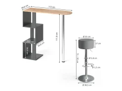 Conjunto de mesa de bar carvalho goldkraft 113x39.8x111.8 vincent