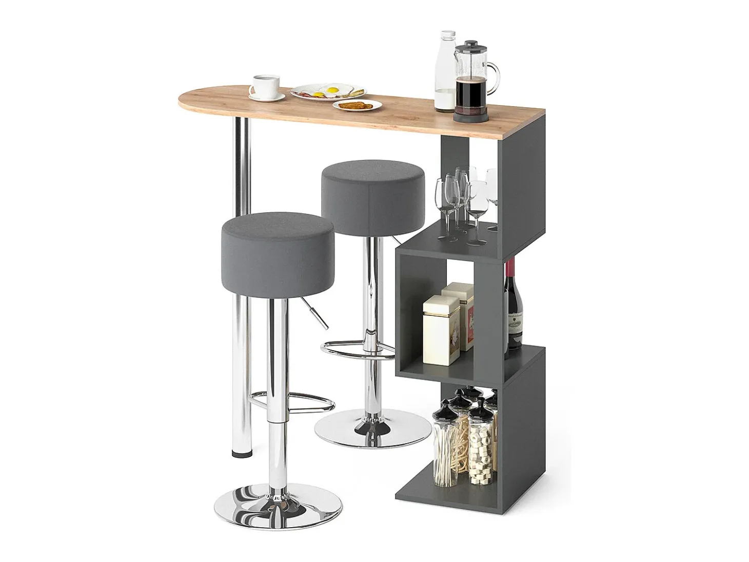 Conjunto de mesa de bar carvalho goldkraft 113x39.8x111.8 vincent
