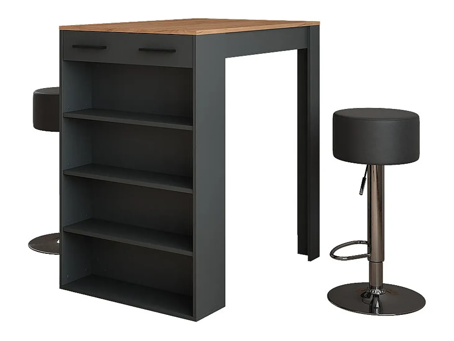 Conjunto de mesa de bar carvalho goldkraft/antracite 67x100x106 repose