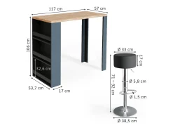 Conjunto de mesa de bar carvalho 57x117x106