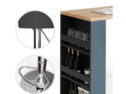 Conjunto de mesa de bar carvalho 57x117x106