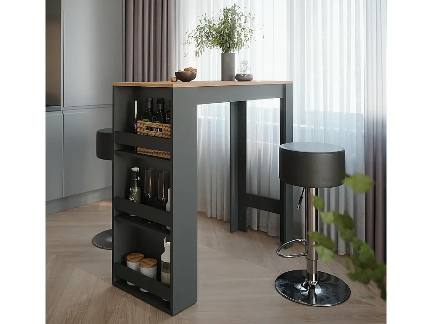 Conjunto de mesa de bar carvalho antracite/goldkraft 45x110x106 repose