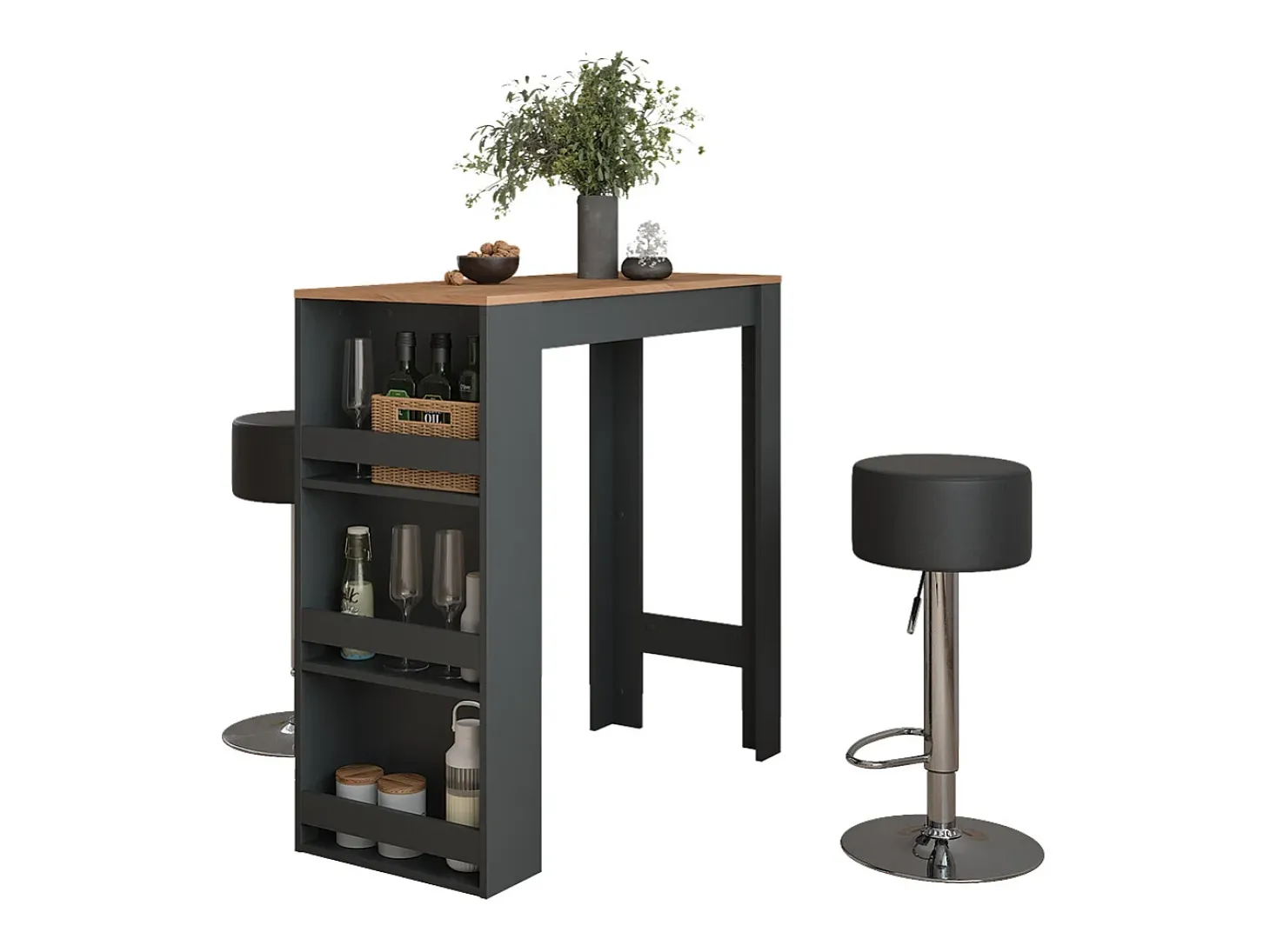 Conjunto de mesa de bar carvalho antracite/goldkraft 45x110x106 repose
