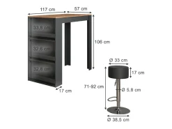 Conjunto de mesa de bar carvalho goldkraft/antracite 57x117x106 repose