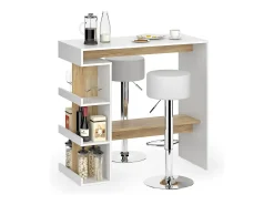 Conjunto de mesa de bar carvalho branco/dourado 108x50x103 dana