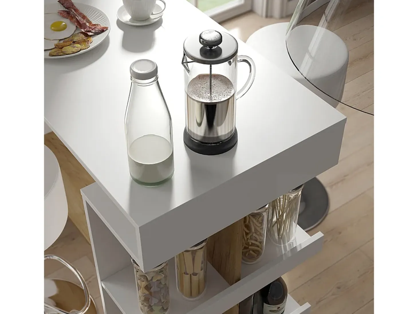 Conjunto de mesa de bar carvalho branco/dourado 108x50x103 dana