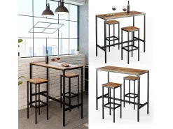 Conjunto de mesa de bar madeira antiga 120x50x105 fyrk