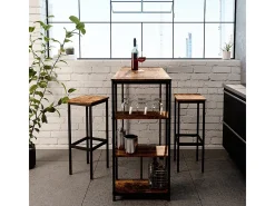 Conjunto de mesa de bar madeira antiga 120x50x105 fyrk