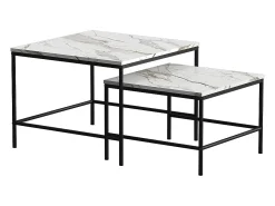 Conjunto de mesa de centro branco/preto 60x60x45 ramio