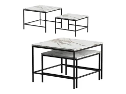 Conjunto de mesa de centro branco/preto 60x60x45 ramio