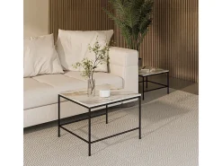 Conjunto de mesa de centro branco/preto 60x60x45 ramio