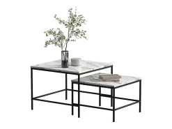 Conjunto de mesa de centro branco/preto 60x60x45 ramio