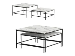 Conjunto de mesa de centro branco/preto 80x80x45 ramio
