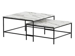 Conjunto de mesa de centro branco/preto 80x80x45 ramio