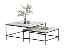 Conjunto de mesa de centro branco/preto 80x80x45 ramio