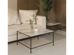 Conjunto de mesa de centro branco/preto 80x80x45 ramio