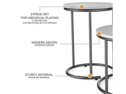 Conjunto de mesa de centro mármore branco 55x55x34.5 ottawa