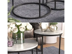 Conjunto de mesa de centro mármore branco 55x55x34.5 ottawa