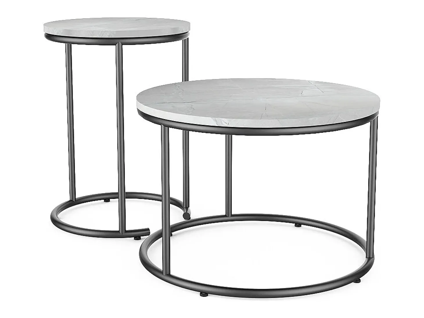 Conjunto de mesa de centro mármore branco 55x55x34.5 ottawa