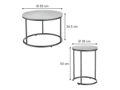 Conjunto de mesa de centro mármore branco 55x55x34.5 ottawa
