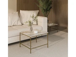 Conjunto de mesa de centro branco/dourado 60x60x45 ramio