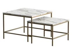 Conjunto de mesa de centro branco/dourado 60x60x45 ramio