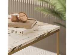Conjunto de mesa de centro branco/dourado 60x60x45 ramio