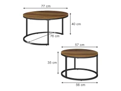 Conjunto de mesa de centro madeira 77x40x40 montreal
