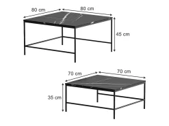 Conjunto de mesa de centro mármore preto 80x80x45 ramio