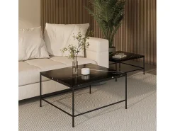 Conjunto de mesa de centro mármore preto 80x80x45 ramio