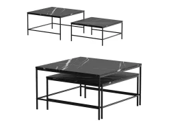 Conjunto de mesa de centro mármore preto 80x80x45 ramio