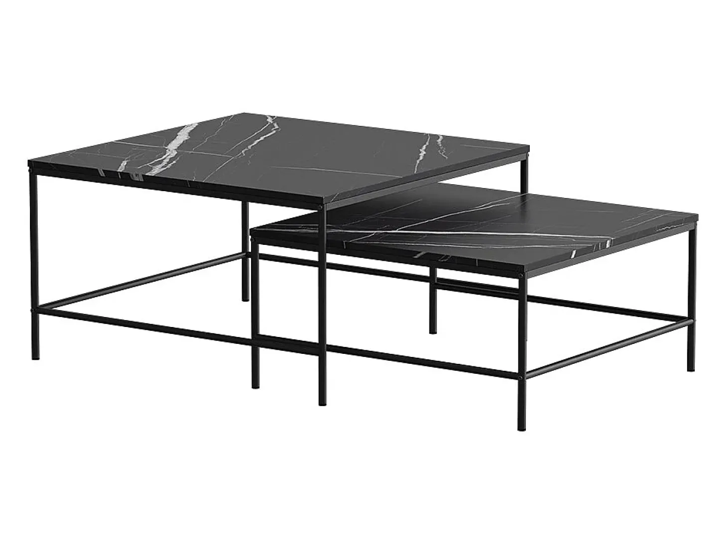 Conjunto de mesa de centro mármore preto 80x80x45 ramio