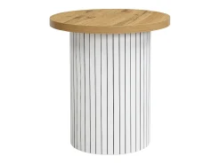 Conjunto de mesa de centro - Tampo redondo - com compartimentos de armazenamento - MDF - Natural