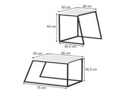 Conjunto de mesa de centro branco/preto 60x50x38 myra