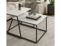 Conjunto de mesa de centro branco/preto 60x50x38 myra
