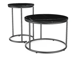 Conjunto de mesa de centro mármore preto 55x55x34.5 ottawa