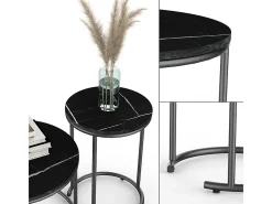 Conjunto de mesa de centro mármore preto 55x55x34.5 ottawa