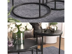 Conjunto de mesa de centro mármore preto 55x55x34.5 ottawa