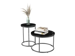 Conjunto de mesa de centro mármore preto 55x55x34.5 ottawa