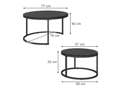 Conjunto de mesa de centro preto 77x40x40 montreal