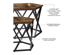 Conjunto de mesa de centro carvalho rústico 57x57x42 fyrk