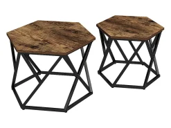 Conjunto de mesa de centro carvalho rústico 57x57x42 fyrk