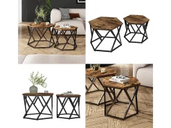 Conjunto de mesa de centro carvalho rústico 57x57x42 fyrk